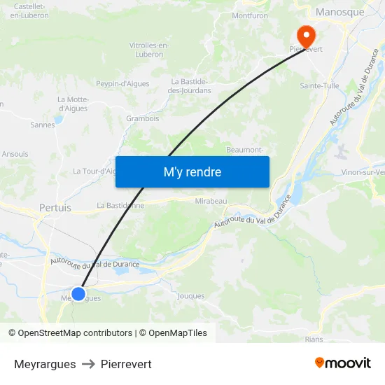 Meyrargues to Pierrevert map
