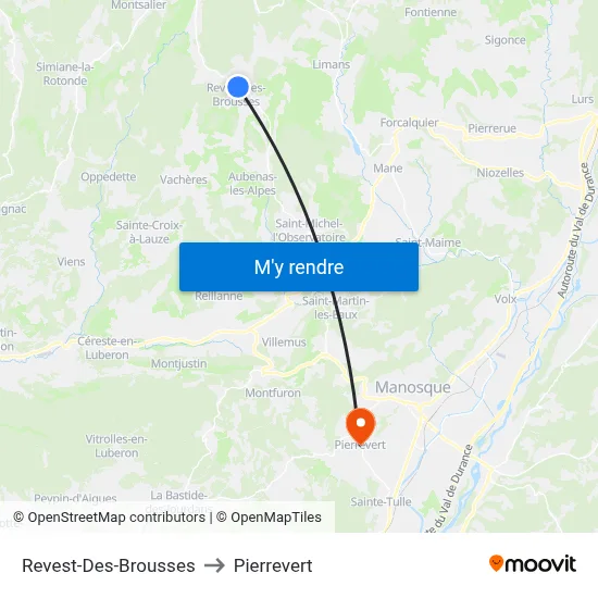 Revest-Des-Brousses to Pierrevert map