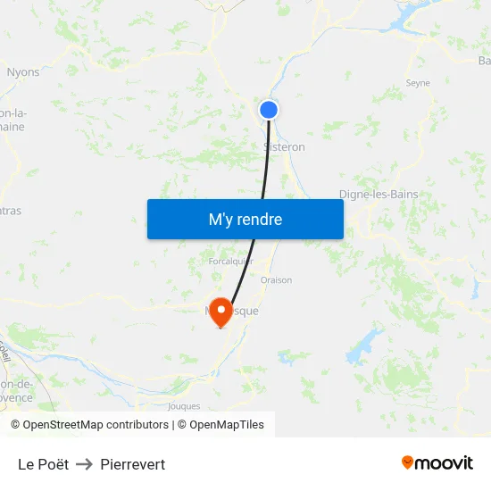Le Poët to Pierrevert map