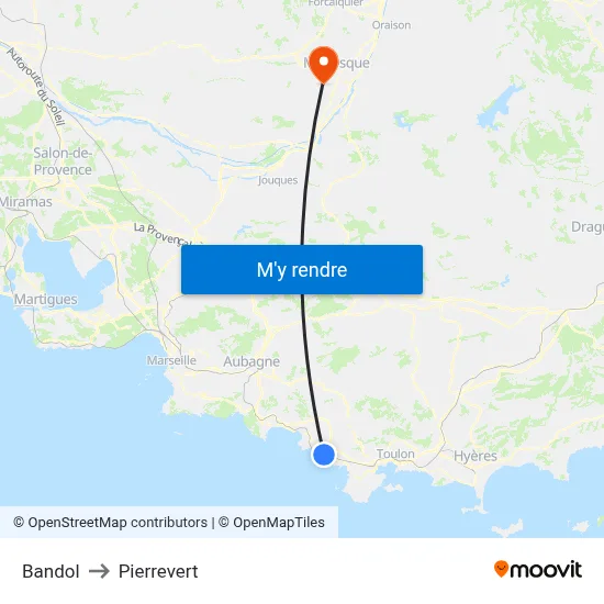 Bandol to Pierrevert map