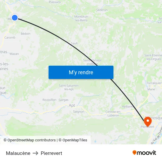 Malaucène to Pierrevert map
