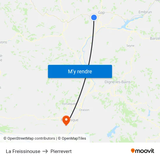 La Freissinouse to Pierrevert map