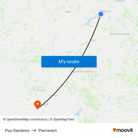 Puy-Sanières to Pierrevert map