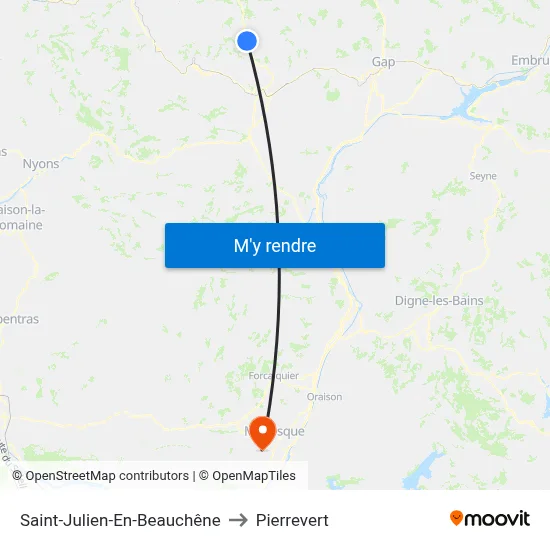 Saint-Julien-En-Beauchêne to Pierrevert map