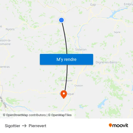 Sigottier to Pierrevert map