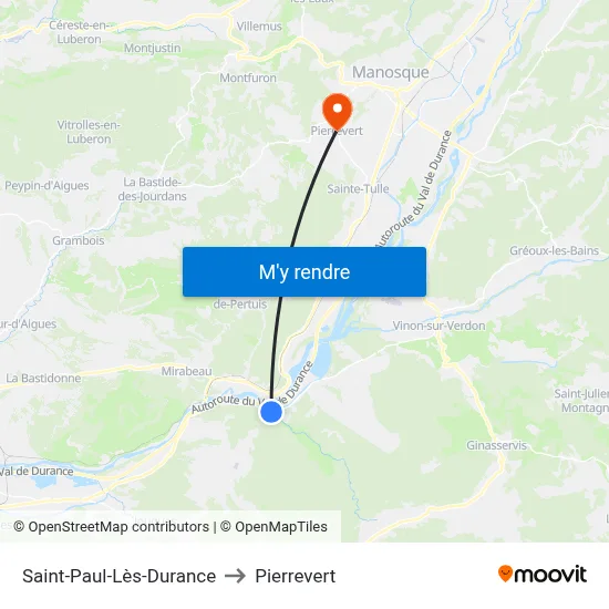 Saint-Paul-Lès-Durance to Pierrevert map