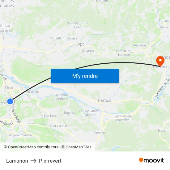 Lamanon to Pierrevert map
