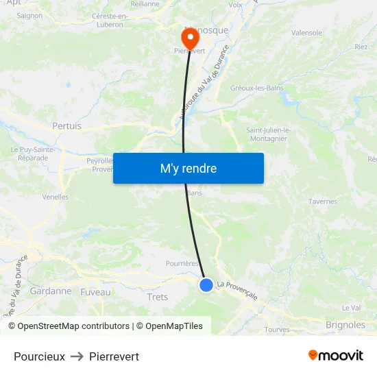Pourcieux to Pierrevert map