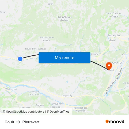 Goult to Pierrevert map