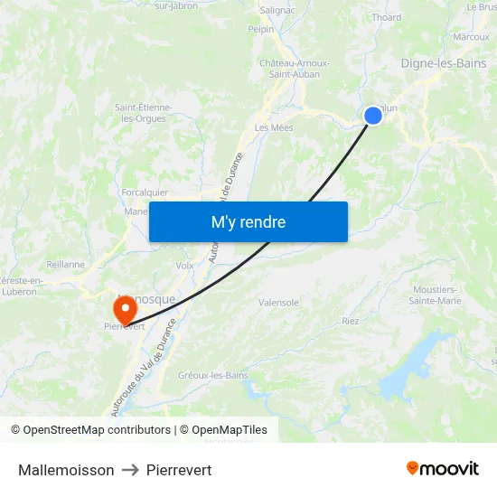 Mallemoisson to Pierrevert map