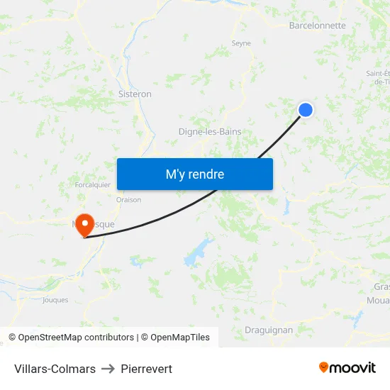 Villars-Colmars to Pierrevert map