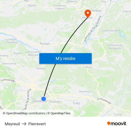 Meyreuil to Pierrevert map