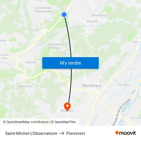 Saint-Michel-L'Observatoire to Pierrevert map
