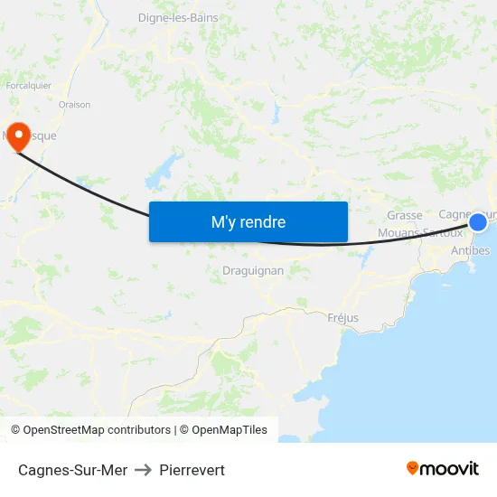 Cagnes-Sur-Mer to Pierrevert map