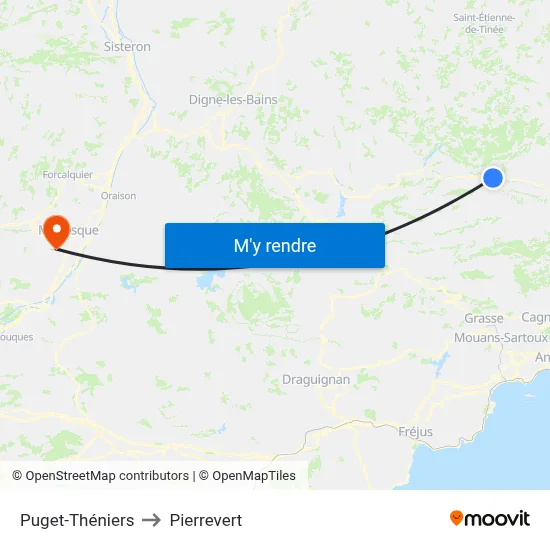 Puget-Théniers to Pierrevert map