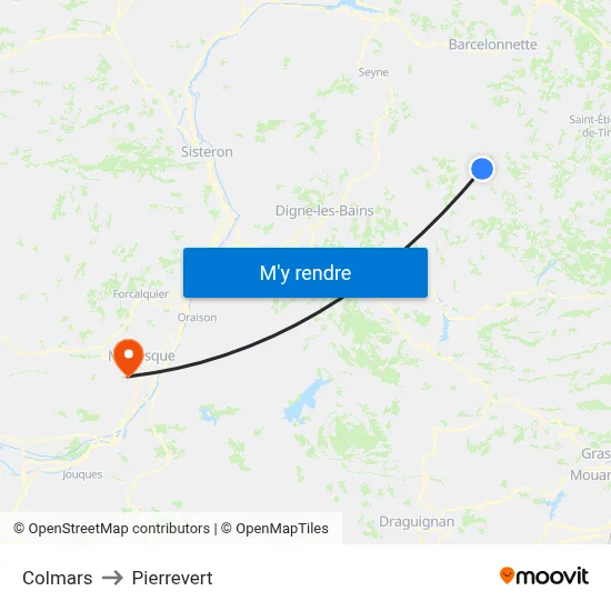 Colmars to Pierrevert map