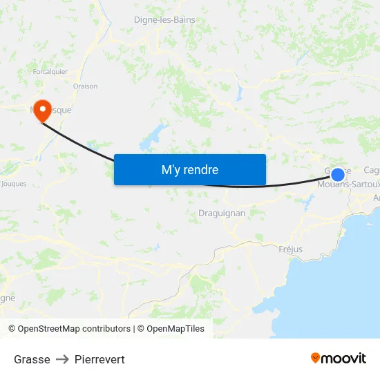 Grasse to Pierrevert map