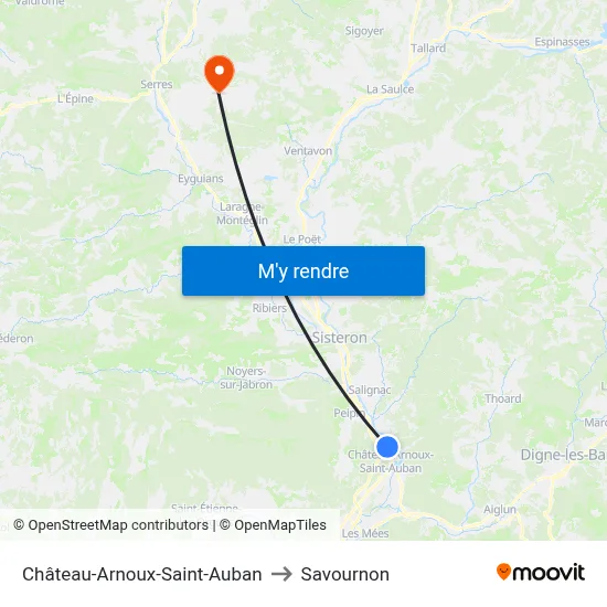Château-Arnoux-Saint-Auban to Savournon map