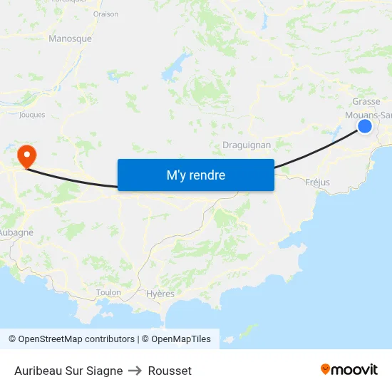 Auribeau Sur Siagne to Rousset map