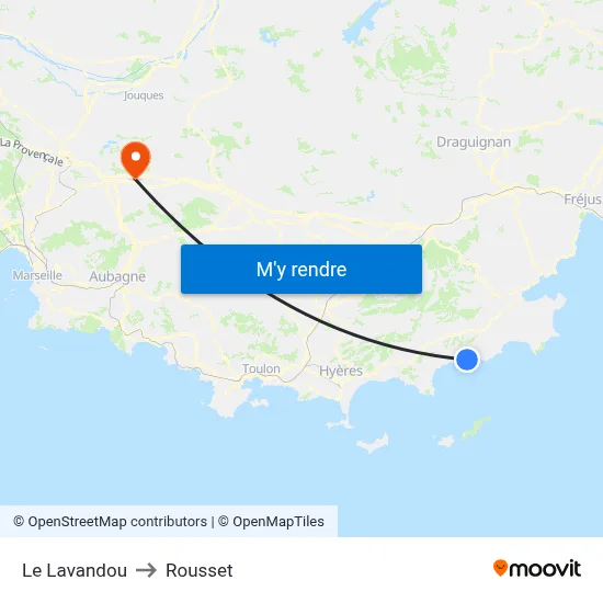 Le Lavandou to Rousset map