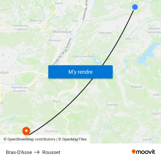 Bras-D'Asse to Rousset map