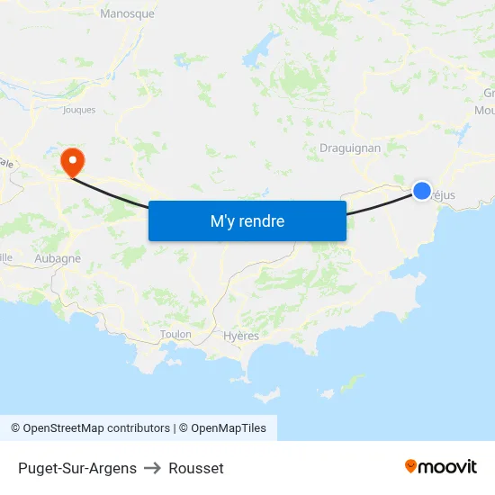 Puget-Sur-Argens to Rousset map