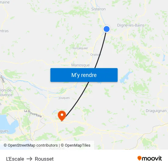 L'Escale to Rousset map