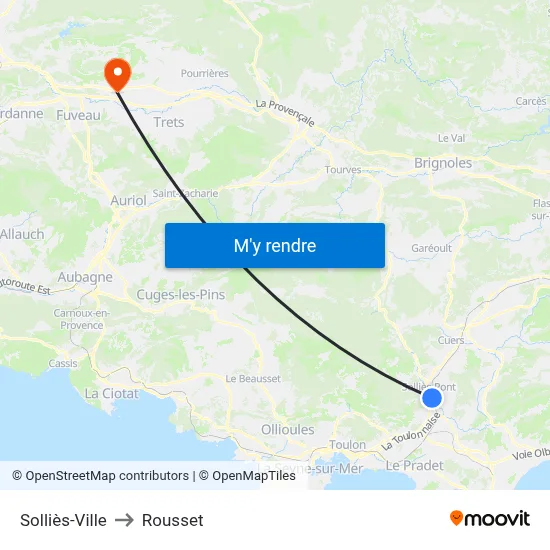 Solliès-Ville to Rousset map