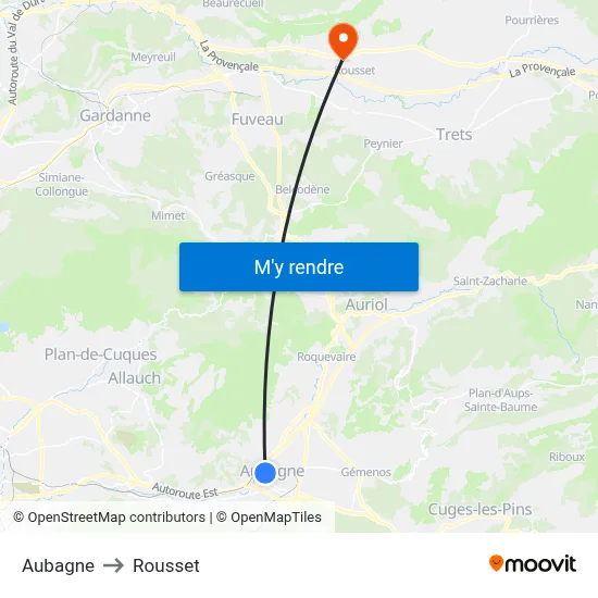Aubagne to Rousset map