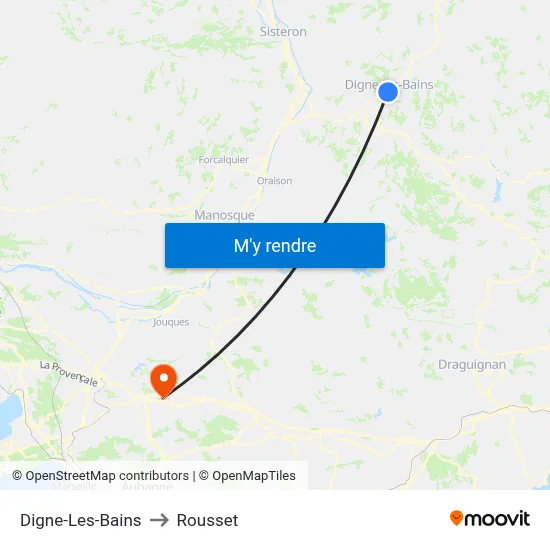 Digne-Les-Bains to Rousset map