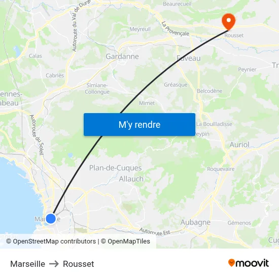 Marseille to Rousset map
