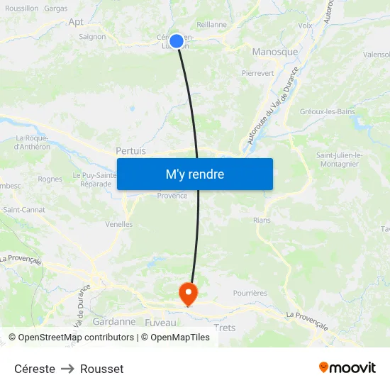Céreste to Rousset map