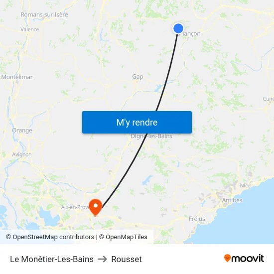 Le Monêtier-Les-Bains to Rousset map