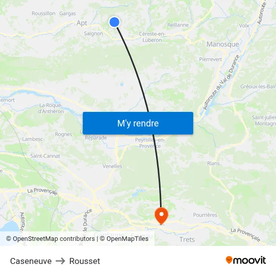 Caseneuve to Rousset map