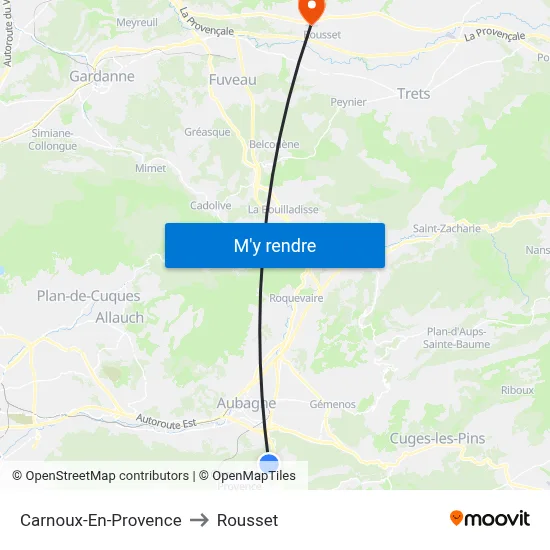 Carnoux-En-Provence to Rousset map