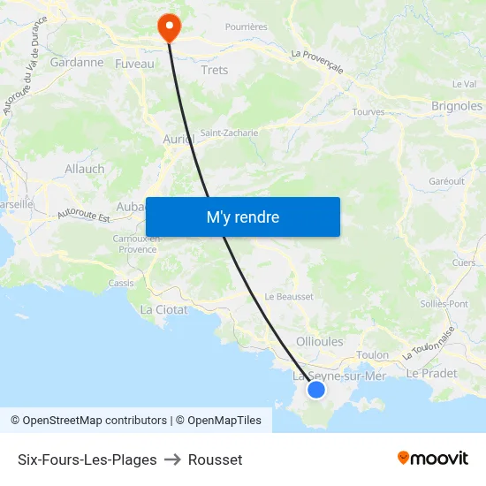 Six-Fours-Les-Plages to Rousset map