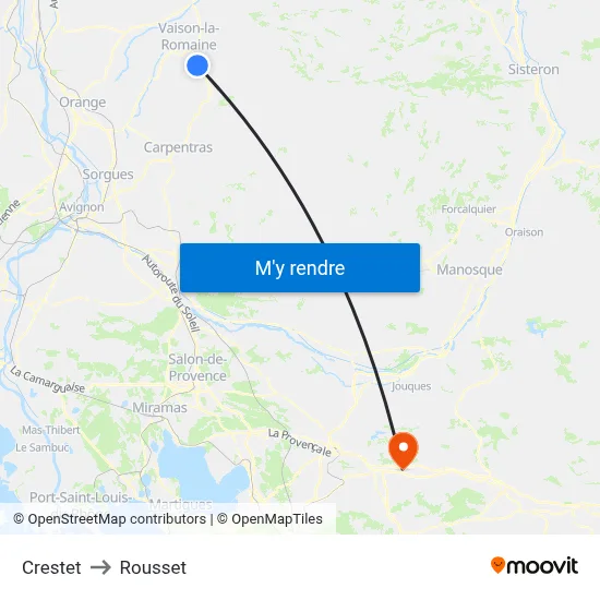 Crestet to Rousset map