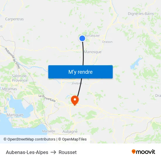Aubenas-Les-Alpes to Rousset map