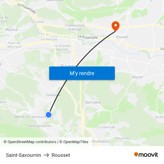 Saint-Savournin to Rousset map