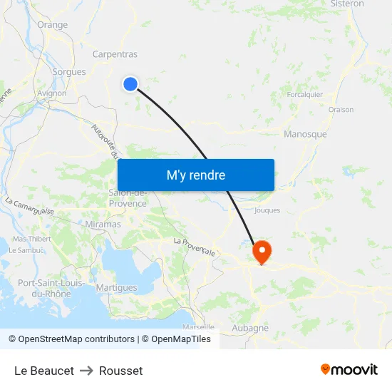 Le Beaucet to Rousset map