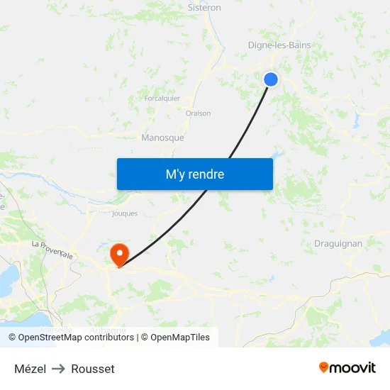 Mézel to Rousset map