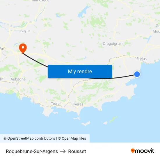 Roquebrune-Sur-Argens to Rousset map