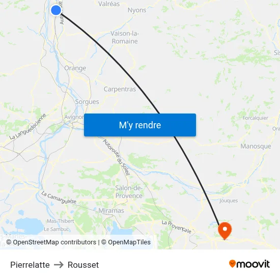 Pierrelatte to Rousset map