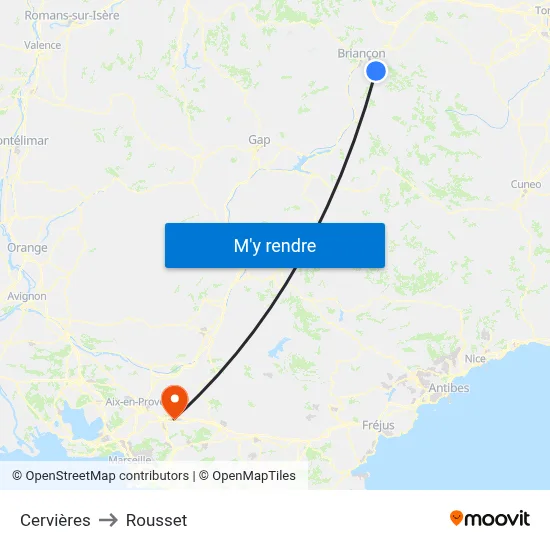 Cervières to Rousset map