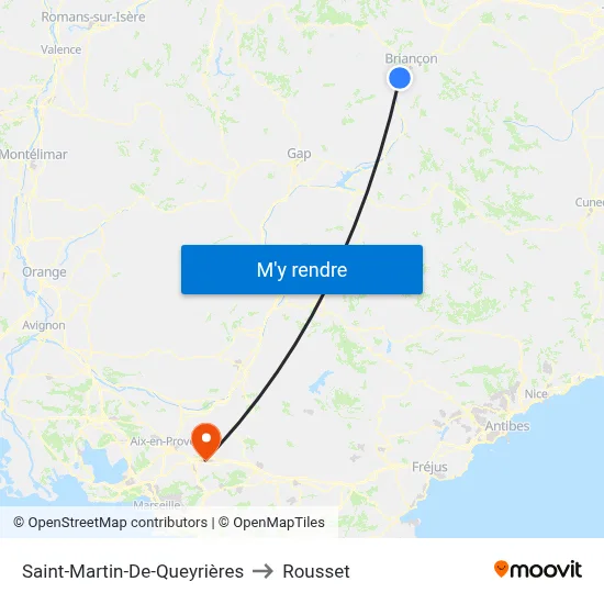 Saint-Martin-De-Queyrières to Rousset map
