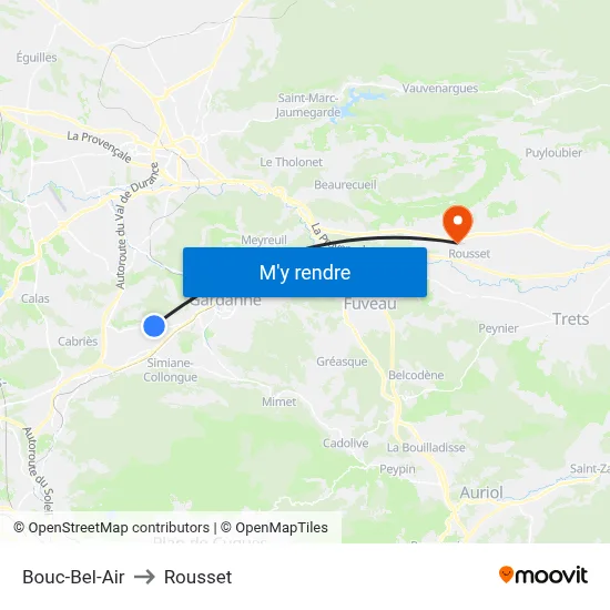 Bouc-Bel-Air to Rousset map