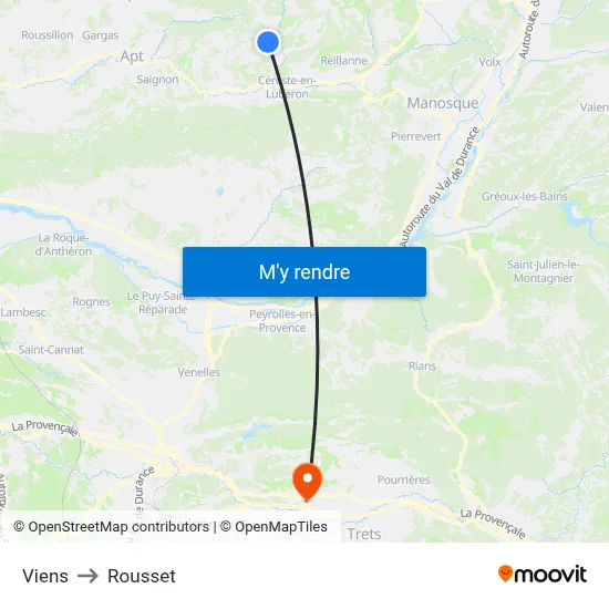 Viens to Rousset map
