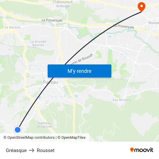 Gréasque to Rousset map