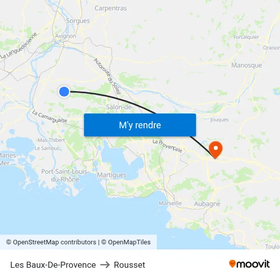 Les Baux-De-Provence to Rousset map