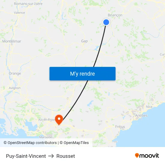 Puy-Saint-Vincent to Rousset map